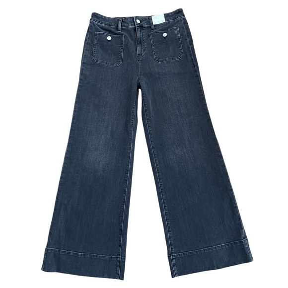 J. CREW '96 Denim Trouser Wide Leg Sailor Jeans Black High Waist Size 29P Petite - Picture 3 of 15